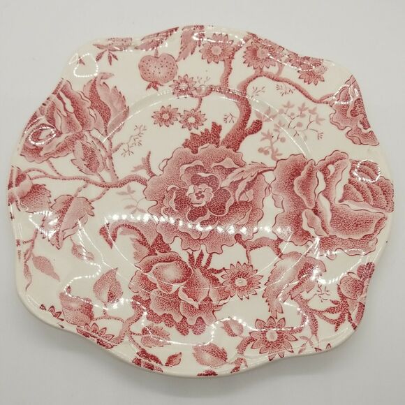 Johnson Brothers ENGLISH CHIPPENDALE RED/PINK Square Salad 7" Plate - Picture 8 of 8